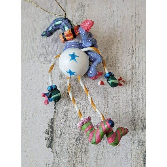 Snowman glitter present AS IS candy cane bow star ornament Xmas - Picture 8 of 11